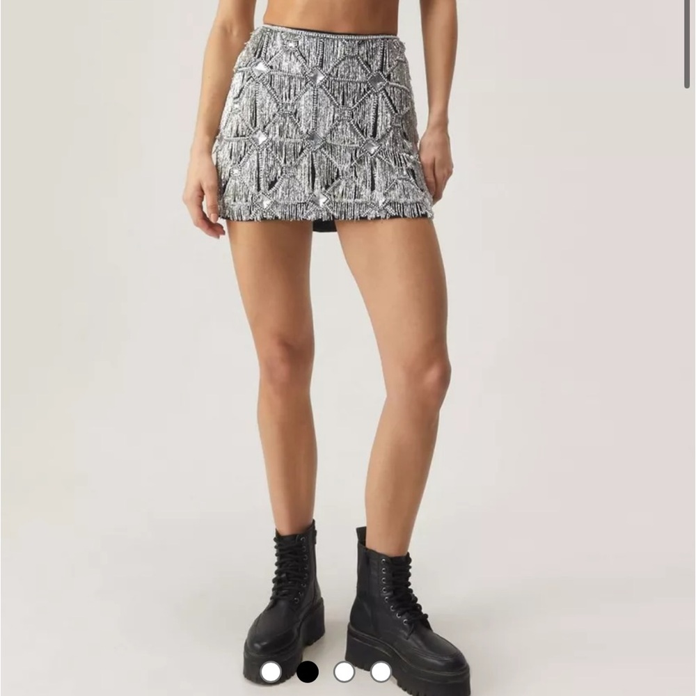 Nasty Gal, Diamond Tassel Embellished Mini Skirt, size 2, worn once